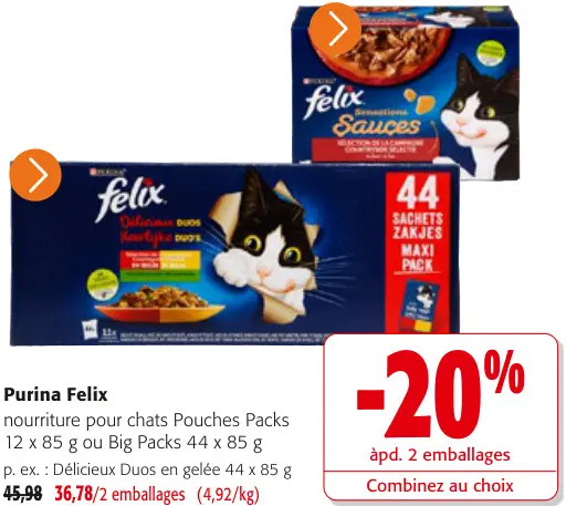 Offre: Nourriture pour chats Pouches Packs of Big Packs