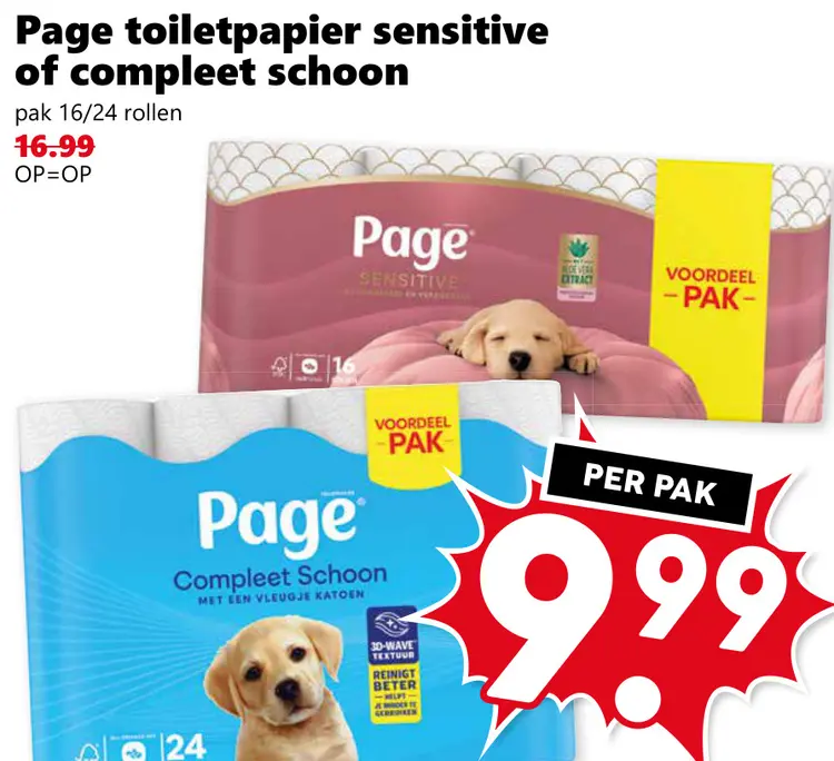 Aanbieding: Page toiletpapier sensitive of compleet schoon