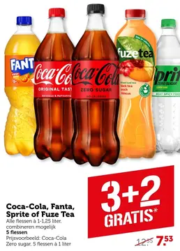 Aanbieding: Coca-Cola, Fanta, Sprite of Fuze Tea