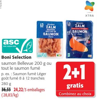 Offre: Boni Selection saumon Bellevue ou tout le saumon fumé