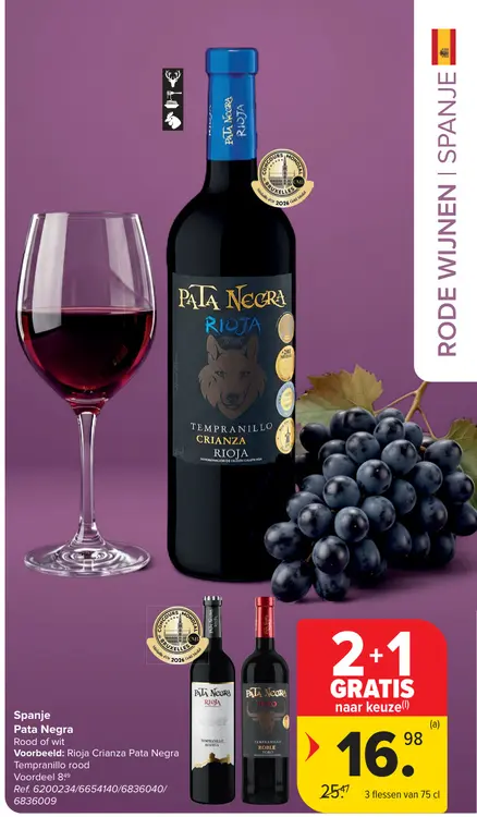 Promotie: Pata Negra Rioja Tempranillo Crianza