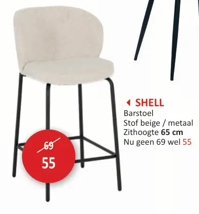 Promotie: Shell Barstoel