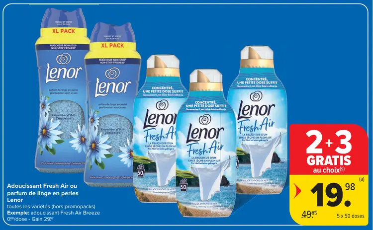 Offre: Adoucissant Fresh Air ou parfum de linge en perles