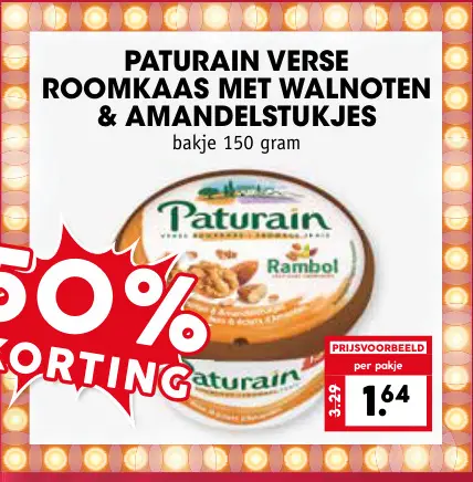 Aanbieding: Verse roomkaas met walnoten & amandelstukjes
