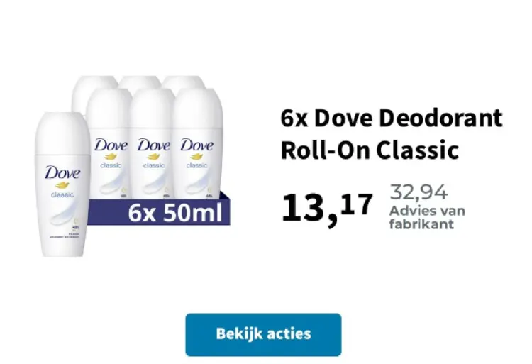 Promotie: Dove Deodorant Roll-On Classic