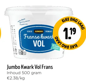 Aanbieding: Jumbo Kwark Vol Frans
