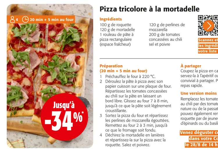 Offre: Pizza tricolore à la mortadelle