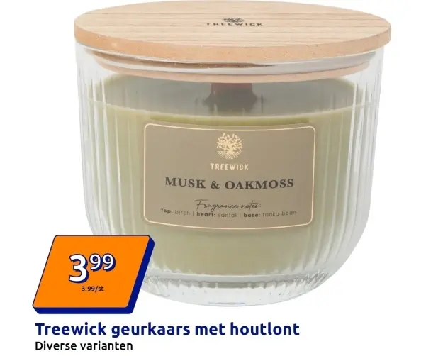 Promotie: Treewick geurkaars met houtlont