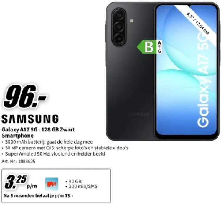 Aanbieding: Galaxy A17 5G - 128 GB Zwart Smartphone