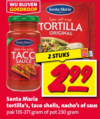 Aanbieding: Tortilla's, taco shells, nacho's of saus
