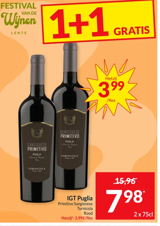 Promotie: Primitivo Sangiovese Tornicola Rood