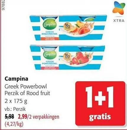 Promotie: Greek Powerbowl Perzik of Rood fruit