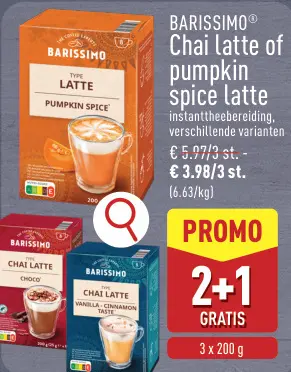 Promotie: Chai latte of pumpkin spice latte