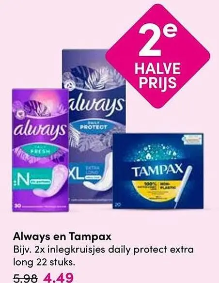Aanbieding: Always en Tampax
