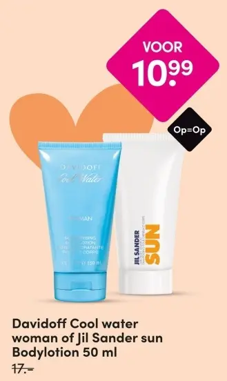 Aanbieding: Cool water woman of Jil Sander sun Bodylotion 50 ml