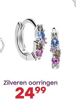 Aanbieding: Zilveren oorringen multi color