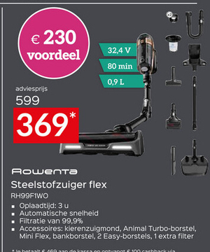 Aanbieding: Steelstofzuiger flex RH99F1WO