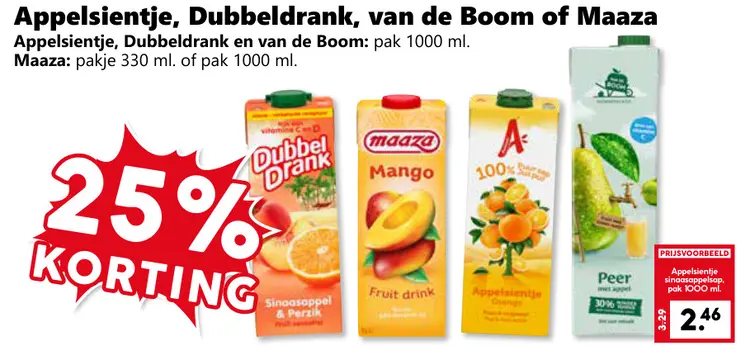 Aanbieding: Appelsientje, Dubbeldrank, van de Boom of Maaza