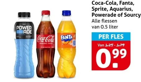 Aanbieding: Coca-Cola, Fanta, Sprite, Aquarius, Powerade of Sourcy