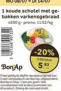 Promotie: 1 koude schotel met gebakken varkensgebraad