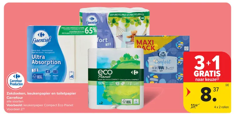 Promotie: Zakdoeken, keukenpapier en toiletpapier
