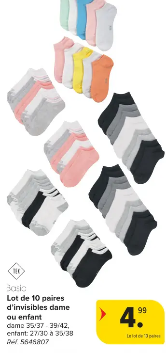 Offre: Lot de 10 paires d'invisibles