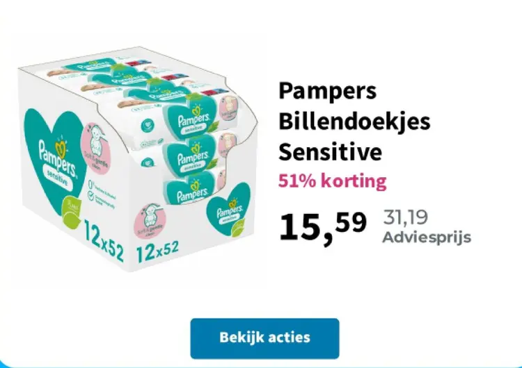 Aanbieding: Pampers Billendoekjes Sensitive