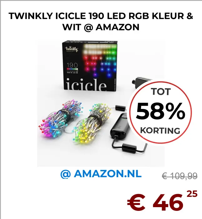 Aanbieding: Twinkly icicle 190 led rgb kleur & wit