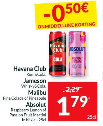 Promotie: Havana Club, Jameson, Malibu, Absolut