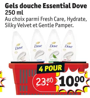 Offre: Gels douche Essential Dove