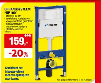 Promotie: Geberit UP100 ophangsysteem WC