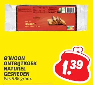 Aanbieding: Ontbijtkoek naturel gesneden