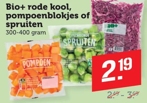 Aanbieding: Bio+ rode kool, pompoenblokjes of spruiten