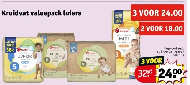Promotie: Kruidvat valuepack luiers
