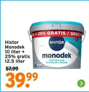 Aanbieding: Histor Monodek 10 liter + 25% gratis 12.5 liter