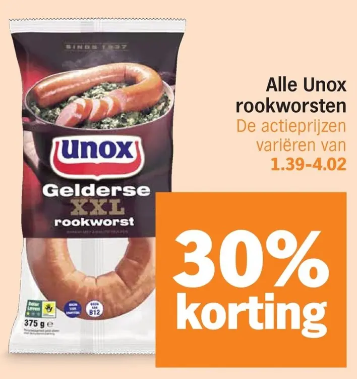 Aanbieding: Alle Unox rookworsten