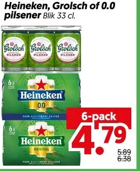 Aanbieding: Heineken, Grolsch of 0.0 pilsener