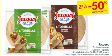 Offre: Jacquet Tortillas nature ou Complet