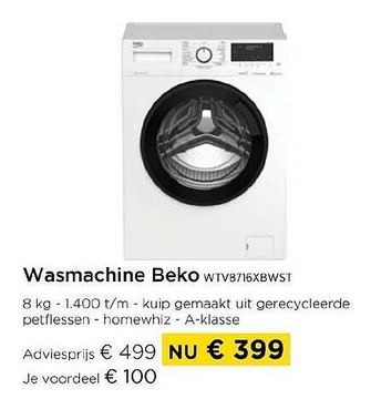 Aanbieding: Wasmachine Beko WTV8716XBWST