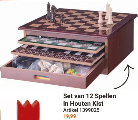 Aanbieding: Set van 12 Spellen in Houten Kist