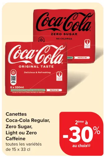 Offre: Canettes Coca-Cola