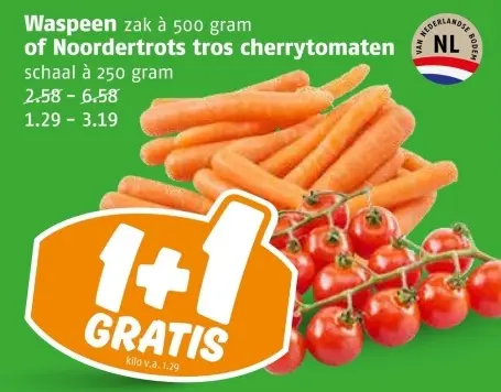 Aanbieding: Waspeen of Noordertrots tros cherrytomaten