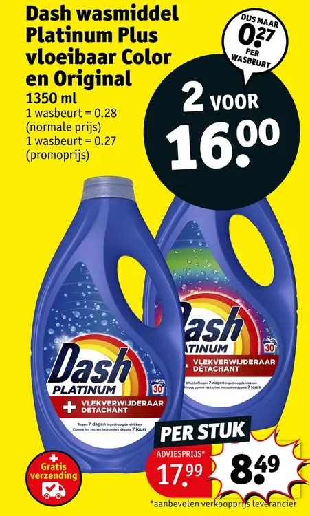 Promotie: Wasmiddel Platinum Plus vloeibaar Color en Original