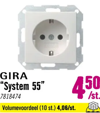 Aanbieding: System 55 Stopcontact 1-voudig RA zuiverwit glans 018803