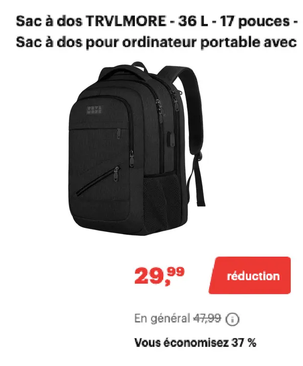 Offre: Sac à dos TRVLMORE