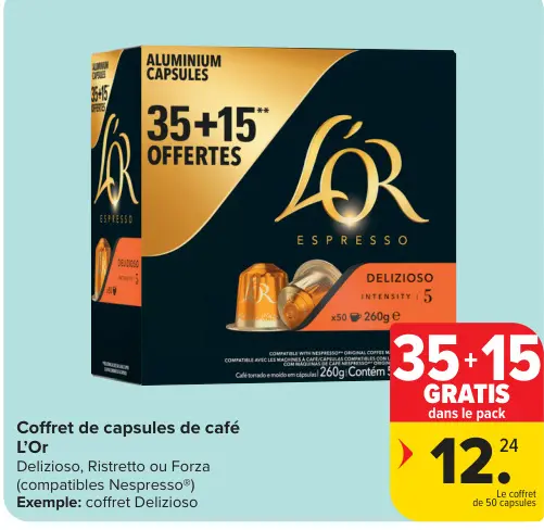 Offre: Coffret de capsules de café