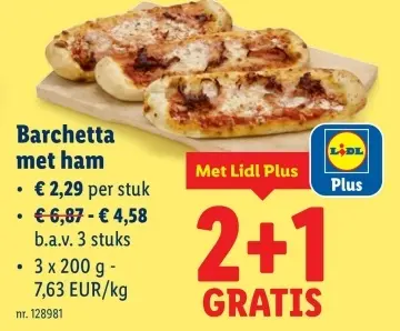 Aanbieding: Barchetta met ham
