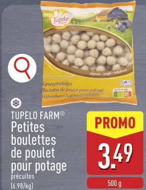 Offre: TUPELO FARM Petites boulettes de poulet pour potage