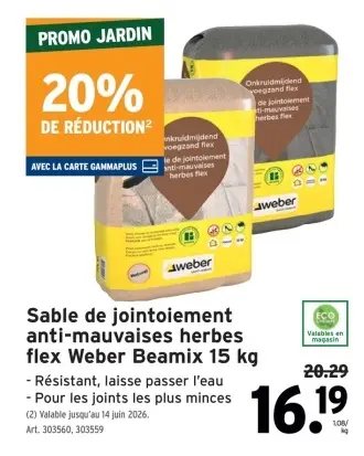 Offre: Sable de jointoiement anti-mauvaises herbes flex
