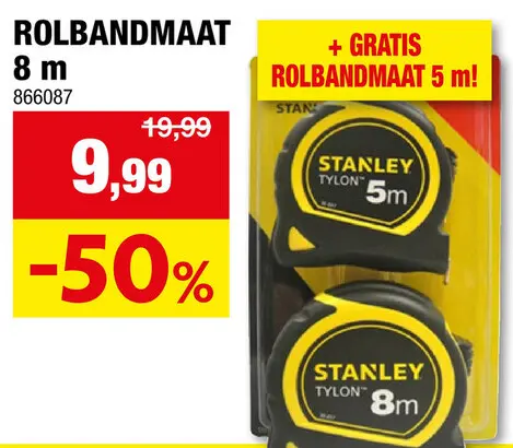 Aanbieding: Stanley Tylon rolmeter 8m + 5m